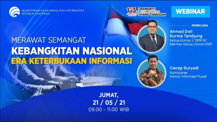 Read more about the article Webinar Kominfo, Merawat Semangat Kebangkitan Nasional di Era Keterbukaan Informasi